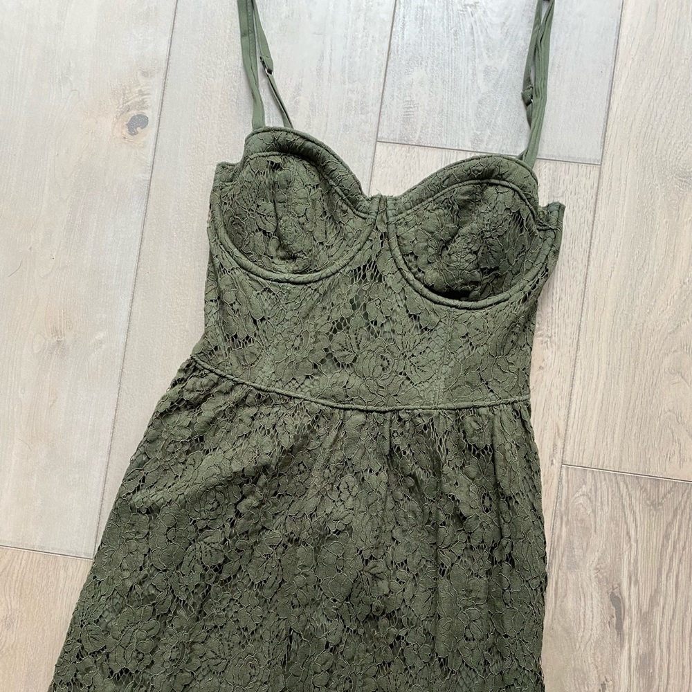 Abercrombie mini bustier dress olive green